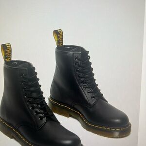 Dr. Martens Black Combat Boots with Yellow Stitching